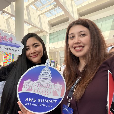 Aida Huseynov and Sunisa Servais at a summit in Washington DC